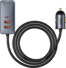 Baseus Fast Charging Auto Charger mit Extension Cord 12-24V 120W 2xUSB + 2xUSB-C Grau (CCBT-A0G)