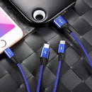 Baseus Rapid Series 3-in-1 Kabel Micro + Lightning + Type-C 3A 1.2M Dunkelblau (CAMLT-SU13)