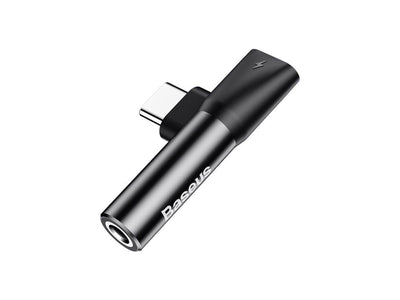 Baseus L41 Typ-C (Eingang) für Typ-C-Buchsen + 3,5mm Buchsenadapter Schwarz (CATL41-01)