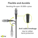 Goobay USB-C Kabel, Textil, Metallstecker, Extra Robust, 0,50m, USB 2.0 - Schwarz