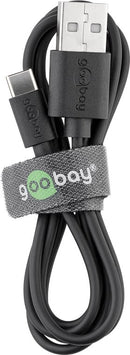 Goobay USB-A auf USB-C Kabel, 2m, USB 2.0 - Schwarz