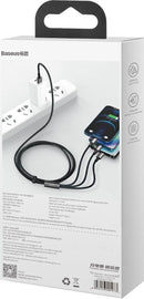 Baseus Tungsten Gold 3-in-1 Fast Ladekabel Datenkabel USB to M+L+C 3.5A 1.5m Schwarz (CAMLTWJ-01)