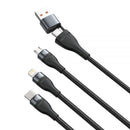 Baseus Flash Series Zwei-für-drei-Ladekabel U+C auf M+L+C 100 W 1,2 m Grau+Schwarz
