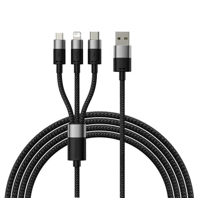 Baseus 3in1 USB – Micro-USB/Lightning/USB C 3,5 A 1,2 m Kabel StarSpeed – Schwarz