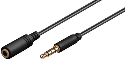 Goobay Kopfhörer- und Audio-Verlängerungskabel AUX, 4-Pol 3,5mm Slim, CU 5m - Schwarz