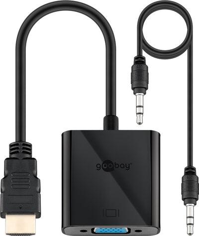 Goobay HDMI-zu-VGA-Audioadapter, 15cm - Schwarz