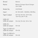 Baseus Compact Quick Charger 2U+C 30W EU Weiss (CCXJ-E02)