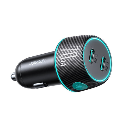Joyroom 70W Dual PD Mehrfarbiges Autoladegerät mit Leuchttaste Schwarz (JR-CCN02)