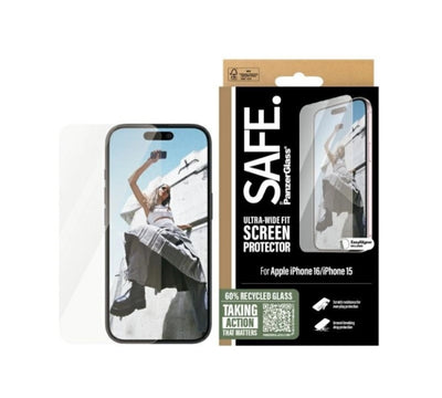 PanzerGlass Safe (1 Stück) Displayschutzfolie iPhone '24 6,1" Ultra-Weit Passform für iPhone 16, iPhone 15