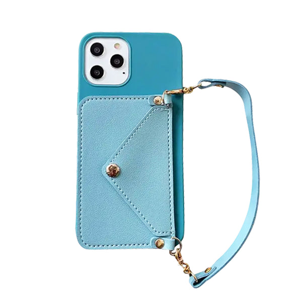 Hellblau Handtasche Case Hülle für iPhone 14 Pro