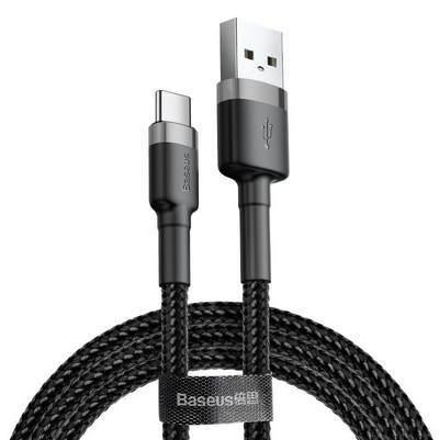 Baseus Cafule Kabel USB für Type-C 3A 1m Grau+Schwarz (CATKLF-BG1)