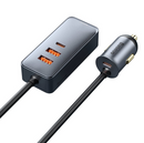 Baseus Fast Charging Auto Charger mit Extension Cord 12-24V 120W 2xUSB + 2xUSB-C Grau (CCBT-A0G)