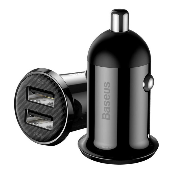 Baseus Grain Pro Auto Charger (Dual USB 4.8A ) Schwarz (CCALLP-01)