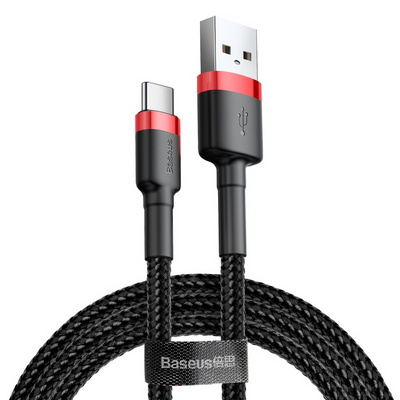 Baseus Cafule Kabel USB für Type-C 2A 2m Rot+Schwarz (CATKLF-C91)