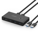 UGREEN USB 3.0 4er Switchbox zum Teilen von USB Geräten an 2 PC / Mac- Schwarz