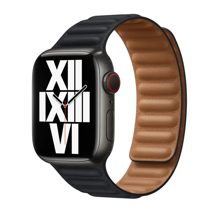 Leder Armband für Apple Watch (38/40/41mm) - Größe S/M (220mm) - Schwarz