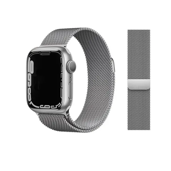 Milanese Loop Armband für Apple Watch (42/44/45/49mm) - Größe M/L (255mm) - Silber