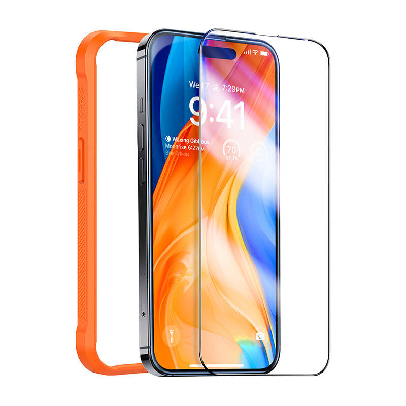 Torras Diamond Shield Displayschutzfolie für iPhone 14 Pro, iPhone 15 (1 Stück) - Transparent