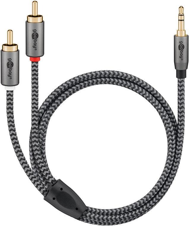 Goobay Audio-Adapter AUX 3,5mm auf RCA, 2m - Grau