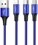 Baseus Rapid Series 3-in-1 Kabel Micro + Lightning + Type-C 3A 1.2M Dunkelblau (CAMLT-SU13)