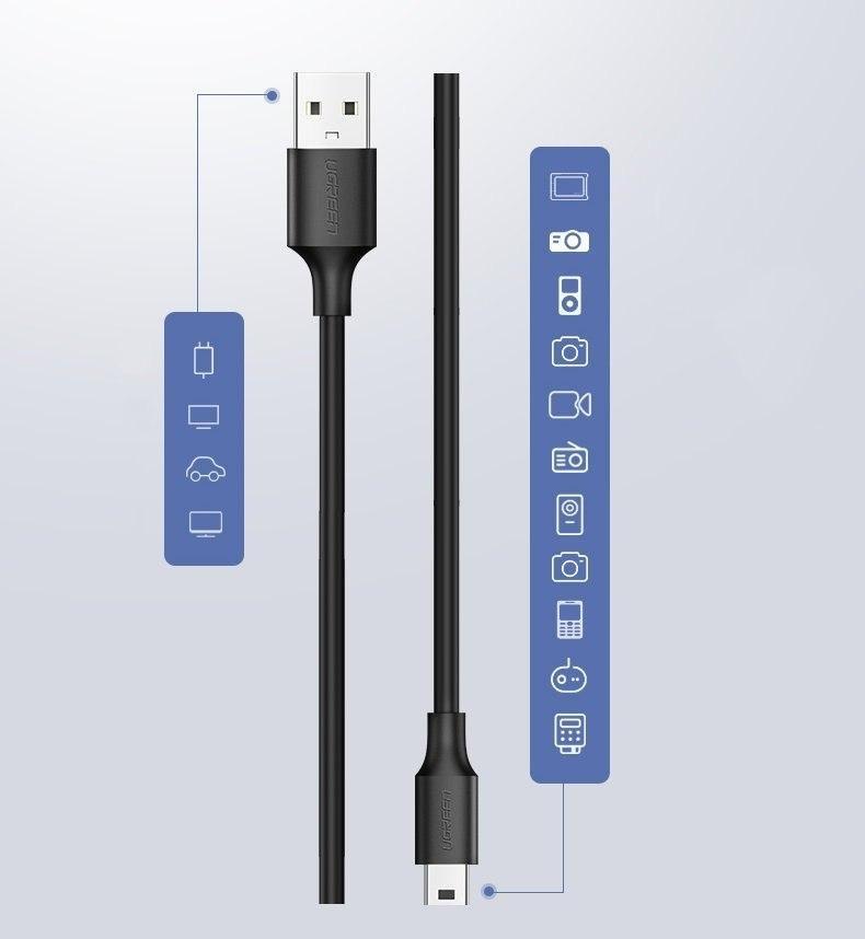 UGREEN Kabel USB - Mini USB Kabel 480 Mbps 2m - Schwarz