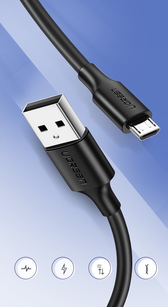 UGREEN Micro USB Stecker auf USB 2.0 A Stecker Kabel 2m - Schwarz