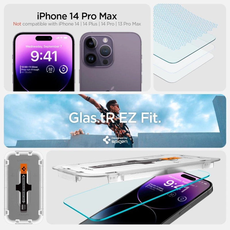 Spigen Glas.tR EZ Fit für iPhone 14 Pro Max - 2 Stück