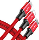 Rapid Baseus Series 3-in-1 Kabel Micro + Lightning + Type-C 3A 1.2M Rot (CAMLT-SU09)