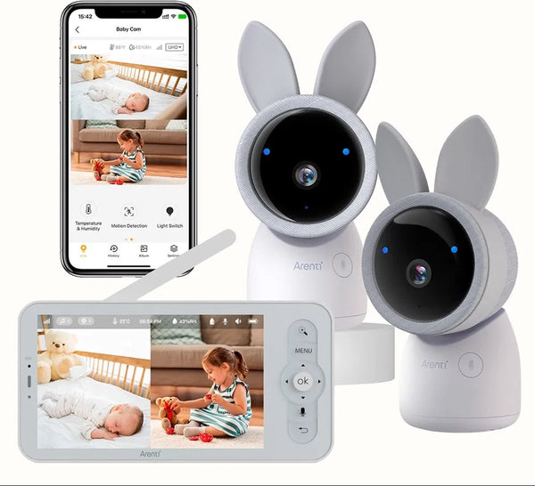 Arenti Alnanny 2K Wi-Fi Video Babyphone Kit mit LCD-Bildschirm – Weiß