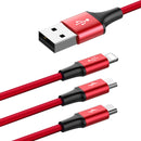 Rapid Baseus Series 3-in-1 Kabel Micro + Lightning + Type-C 3A 1.2M Rot (CAMLT-SU09)