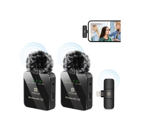 Puluz Doppel-Lavalier Mikrofon Lightning – Professionelles Ansteckmikrofon