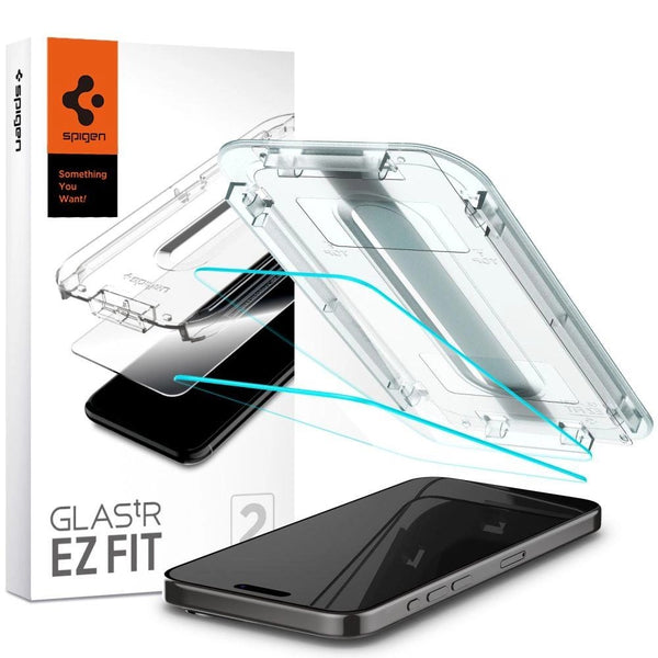 Spigen Glas.tR EZ Fit für iPhone 15 Pro - 2 Stück