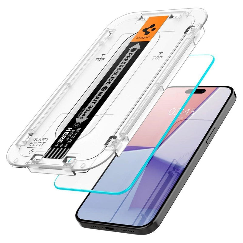 Spigen Glas.tR EZ Fit für iPhone 15 Pro - 2 Stück