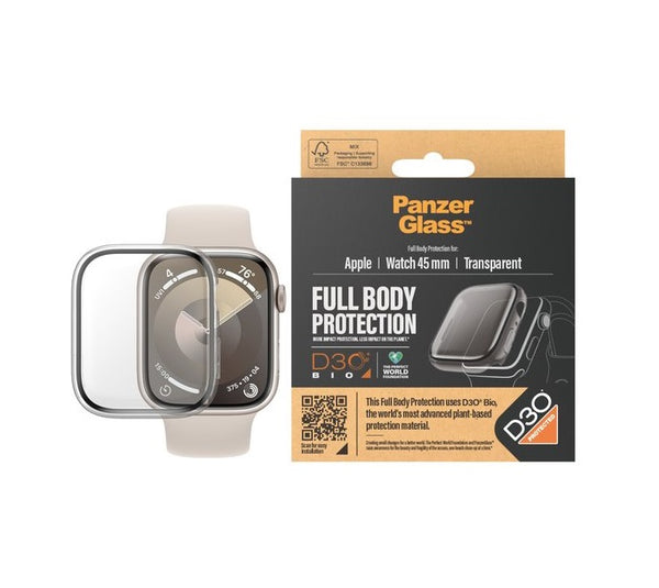 PanzerGlass Displayschutz Full Body für Apple Watch 49mm (2023) mit D3O Schwarz