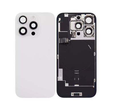 Back Glass + W/Small Component Vormontiert für iPhone 16 Pro Max (Weiß Titan)