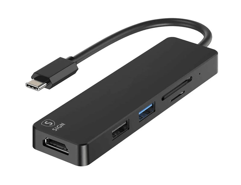 SiGN 5-in-1 USB-C-Adapter HDMI 4K MicroSD, max. 15 W, 5 V, 3 A – Schwarz