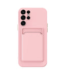 Silikon-Schockfeste Kartenhalter Hülle Case für Samsung Galaxy S23 Ultra - Rosa
