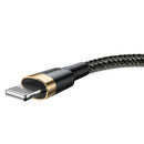 Baseus Cafule Cable Robustes Nylonkabel USB / Lightning QC3.0 2,4A 1M - Schwarz-Gold