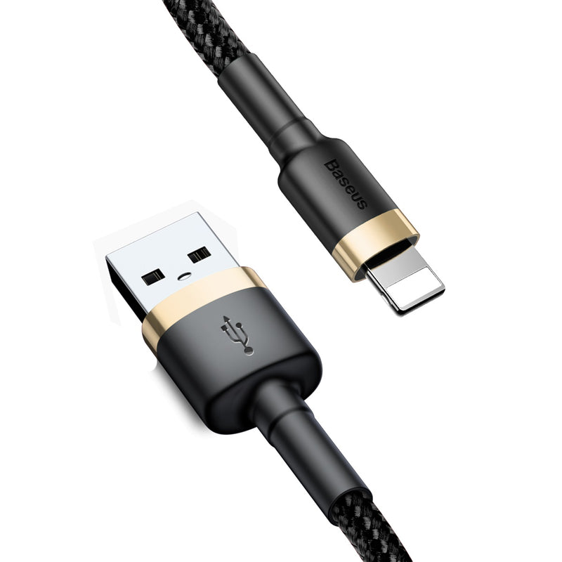 Baseus Cafule Cable Robustes Nylonkabel USB / Lightning QC3.0 2,4A 1M - Schwarz-Gold
