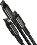 Baseus Tungsten Gold 3-in-1 Fast Ladekabel Datenkabel USB to M+L+C 3.5A 1.5m Schwarz (CAMLTWJ-01)