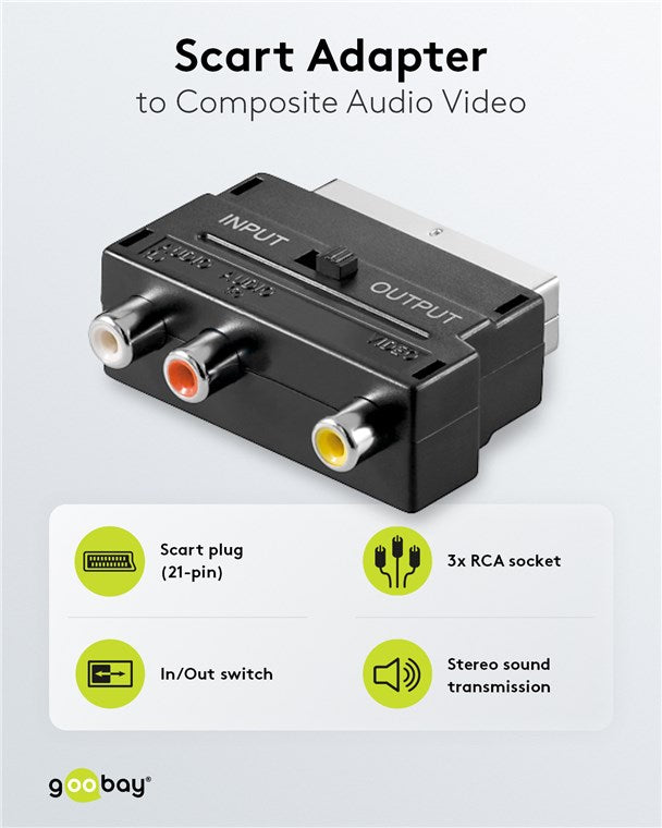 Goobay AVK 195 SCART auf 3x RCA Video Switch - Schwarz