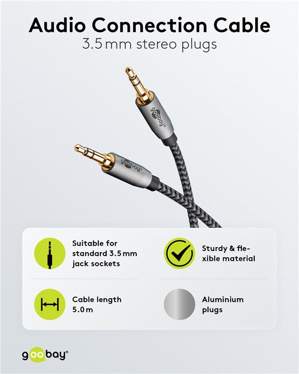 Goobay Audiokabel AUX 3,5mm Stereo, 5m - Grau