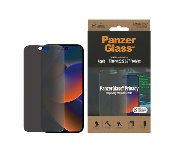 PanzerGlass Classic Fit Sichtschutz Screen Protector (1 Stück), iPhone 14 Pro Max