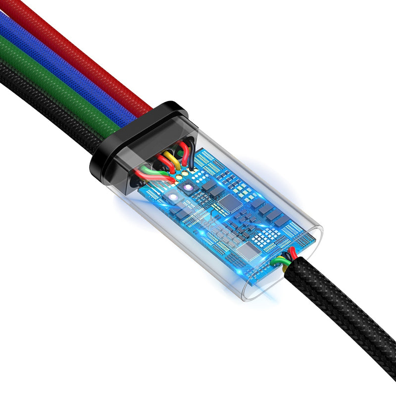 Baseus Fast 4-in-1 Kabel für iP(2)+Type-C+Micro 3.5A 1.2m Schwarz (CA1T4-A01)
