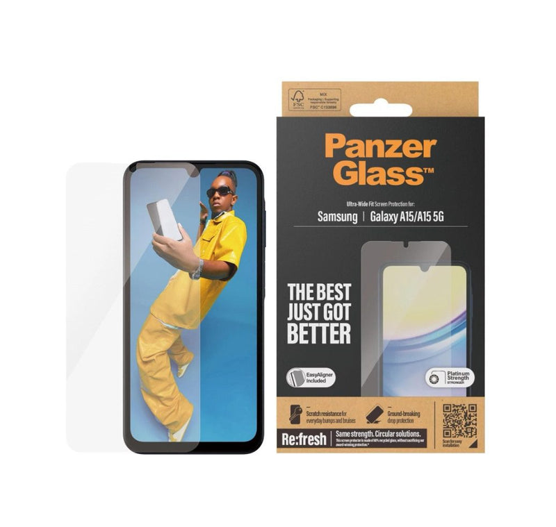 PanzerGlass Ultra-Weit Fit Screen Protector (1 Stück), Samsung Galaxy A15 5G, Samsung Galaxy A15
