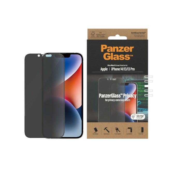 PanzerGlass Sichtschutz Screen Protector (1 Stück), iPhone 14, iPhone 13, iPhone 13 Pro
