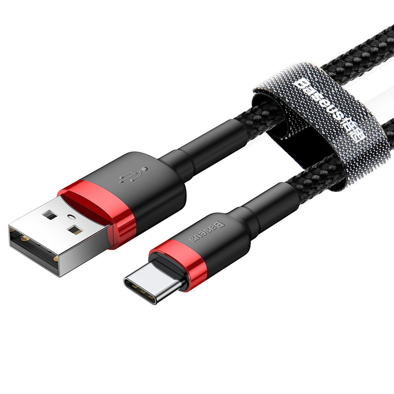 Baseus Cafule Kabel USB für Type-C 2A 2m Rot+Schwarz (CATKLF-C91)