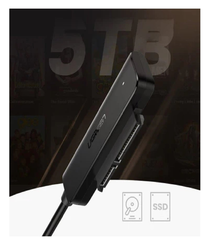 UGREEN USB 3.0 auf SATA 3.0 Adapter für 2,5" SSD/HDD – Schwarz