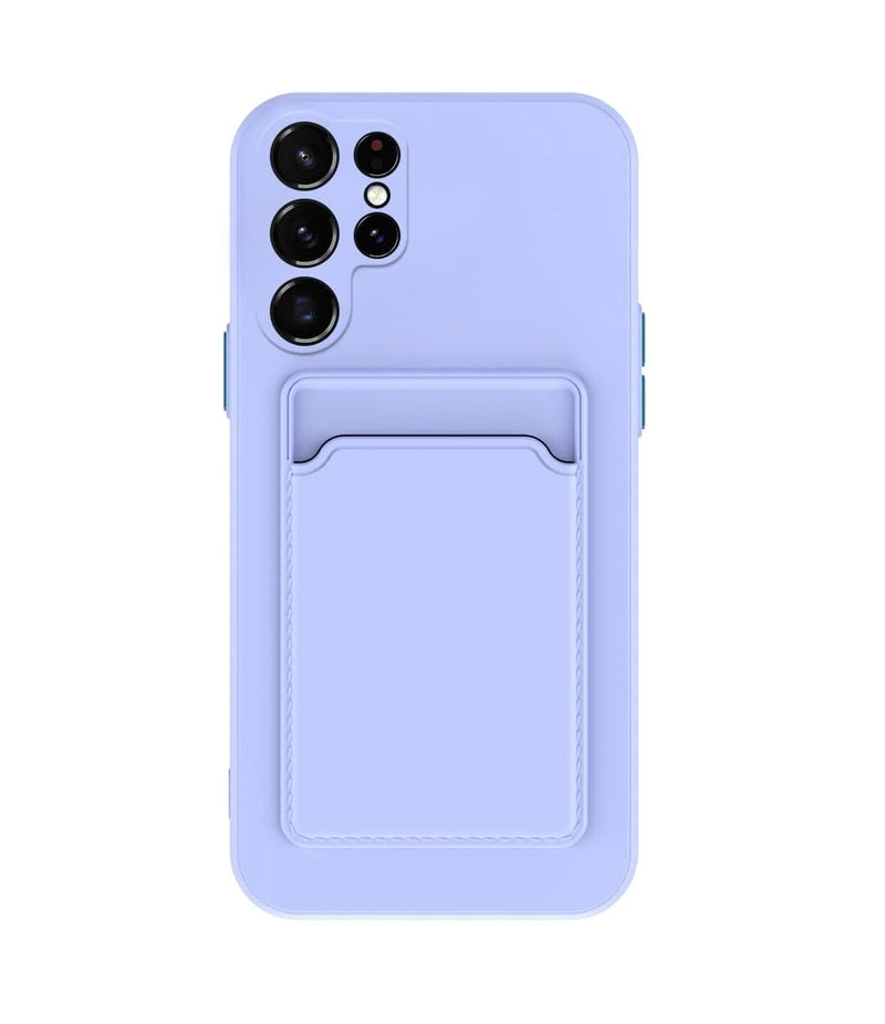 Silikon-Schockfeste Kartenhalter Hülle Case für Samsung Galaxy S24 Ultra - Lila