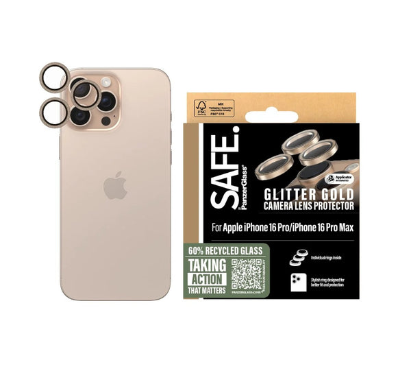 PanzerGlass SAFE by PG Cam Oro Displayschutz (1 Stück) für iPhone 16 6.1/6.7